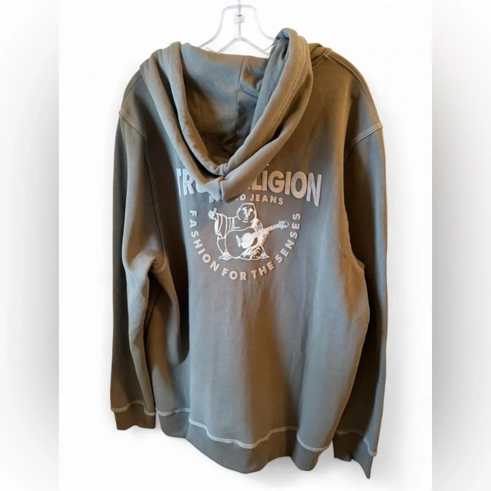 New True Religion TNL Puff Buddha Zip Hoodie XXL Kalamata Green
